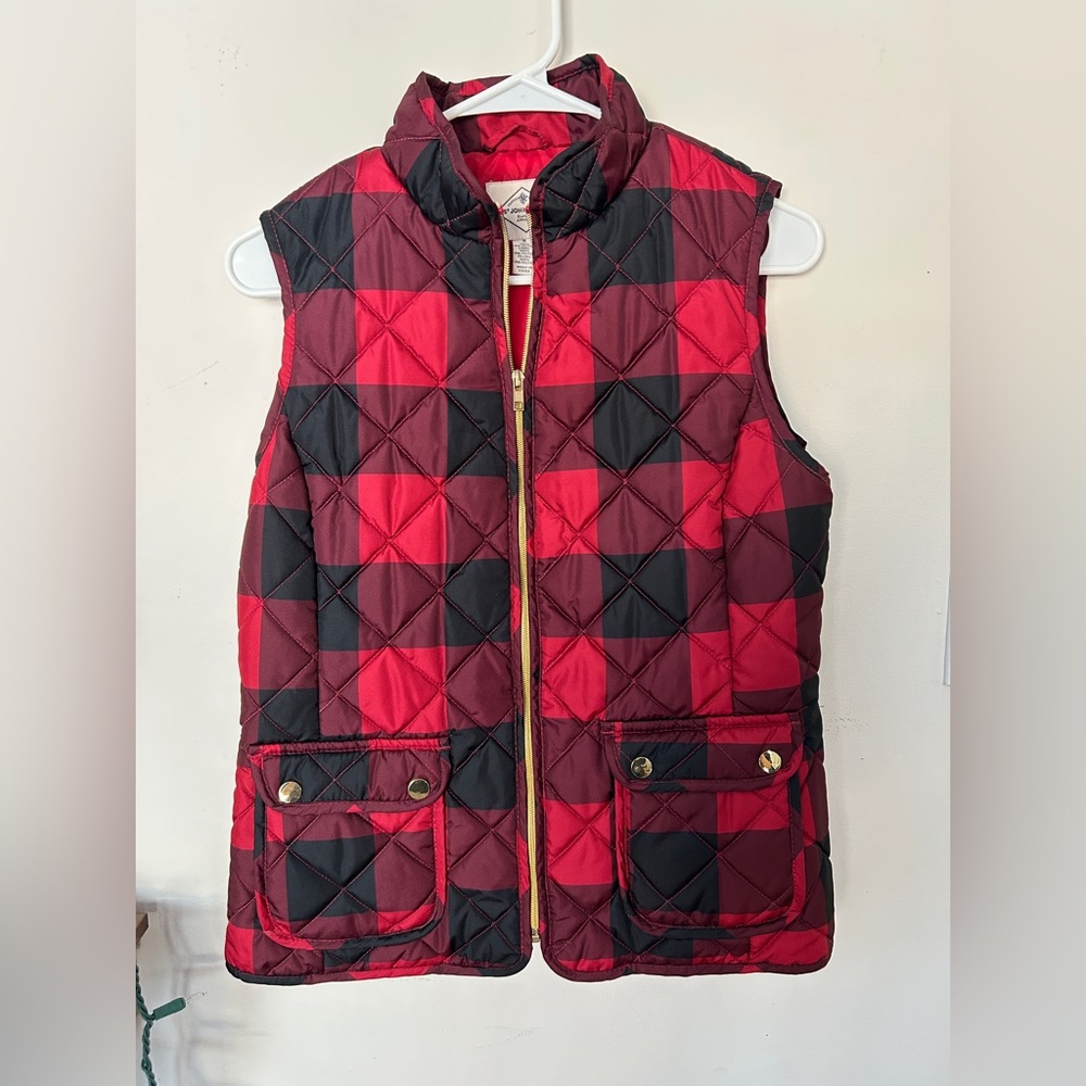 St. John's Bay Red and Black Quilted Vest